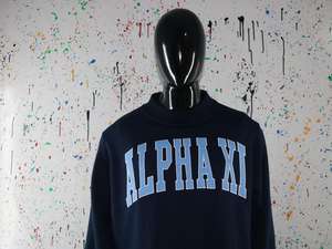 Sweat-shirt à col montant ALPHA XI bleu marine, 100% coton, avec broderie appliquée bleu ciel, col large, CLUSH SPORTS - Product Image 2