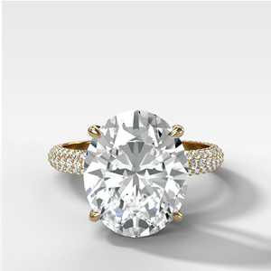 Bague de fiançailles solitaire en diamant de 2 carats, taille ovale, cultivé en laboratoire, sertie pavé, bande de 2,2 mm, pour anniversaire, mariage, bijoux fins, or massif 14K 18K - Product Image 6