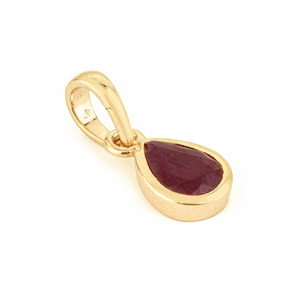 Fournisseur en gros de pendentifs minimalistes en forme de goutte d'eau en rubis 100% naturel pour femmes, en or jaune véritable 14 carats, bijoux les plus vendus - Product Image 3