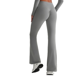 Leggings de yoga à séchage rapide en nylon, taille élastique, effet push-up, coupe large, taille haute, évasée, pour le sport - Product Image 1