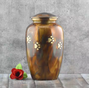 Elegante Urna Funeraria de Metal con Textura de Guijarros Azul Turquesa para Cenizas Humanas con Borde Floral Plateado Hecho a Mano, Recuerdo Conmemorativo - Product Image 4