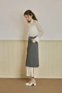 กระโปรงผู้หญิงขายส่ง KV35 วินเทจ โมเดิร์น / อาร์ตแวร์ / หรูหรา เอวสูง สีพื้น ใส่ได้ทุกฤดู DAISY - กระโปรงผ้าออร์แกนซ่าเมทัลลิก - Product Image 2