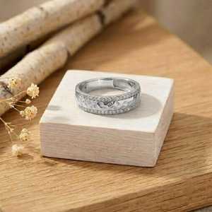 Hammered Finish 0.50ct Lab Grown Round Cut Diamond Band Ring 10k 14k 18k Solid Gold Plated IGI Certified Luxury <b>Wedding</b> Ring - Product Image 4