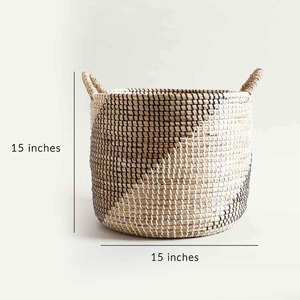 Set of 3 <b>round</b> seagrass storage <b>baskets</b> for home Handmade Storage <b>Basket</b> Wholesale eco-friendly Made in Viet Nam - Product Image 3