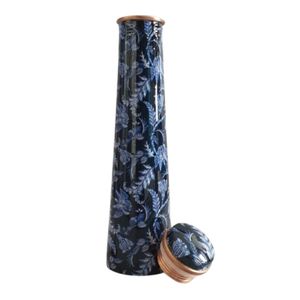 Juego de Regalo de Botella de Agua de Cobre Puro con Motivo de Hojas Verdes y Beige Tradicionales y Dos Tazas para Bodas y Regalos para el Hogar - Product Image 6