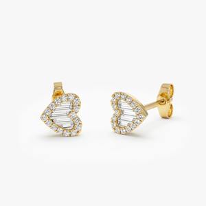 Pendientes de Diamantes Reales en Forma de Corazón Dhani Jewels, Oro Blanco de 14K, Claridad VS SI, Diamantes Baguette, Precio de Fábrica, Suministro al por Mayor - Product Image 5