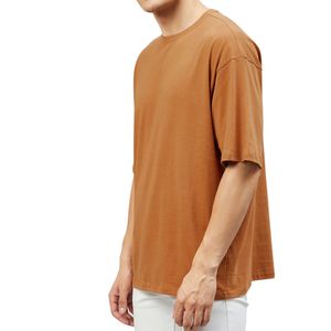 เสื้อยืดคอตตอน 100% ทรงหลวม ไหล่ตก สีพื้น สำหรับผู้ชาย รับผลิตแบบ OEM ODM ราคาโรงงาน ขายส่ง - Product Image 2