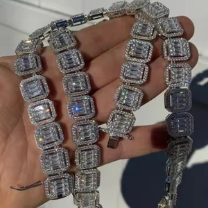 New Luxury Design Miami Cuban Link Chain Fully Iced D VVS Studded Diamond <b>Tester</b> Check Moissanite Fashion Necklaces - Product Image 5