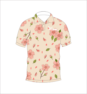 เสื้อโปโลพิมพ์ลายดอกพีชแบบกำหนดเอง ระบายอากาศได้ดี น้ำหนักเบา เหมาะสำหรับทีมกอล์ฟ แขนสั้น ลายดอกไม้แบบซับลิเมชั่น เสื้อผ้าสำหรับออกกำลังกาย - Product Image 2