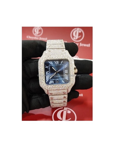 Montre en diamant Moissanite en stock du meilleur vendeur pour lui et elle Bracelet en acier inoxydable et fenêtre à cadran en verre fabriquée en Inde - Product Image 1