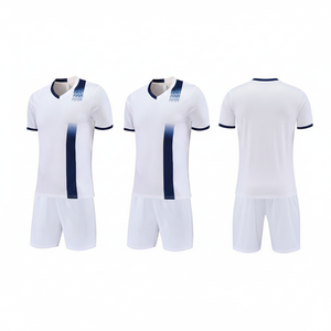 Conjunto de Camiseta de Fútbol Blanca con Cuello en V para Hombre, Manga Corta, Poliéster que Absorbe la Humedad, Diseño Degradado, Ajuste Regular para Todas las Temporadas - Product Image 2