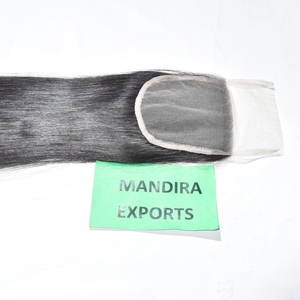 Extensiones de Cabello Humano Indio 100% Virgen Remy con Cutícula Alineada, Ondulado Natural Negro Sedoso, Cierre 5x5, Liso, Venta al por Mayor - Product Image 1