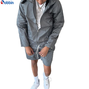 Comfortable Custom Design Style Windbreaker Tracksuits Button Short Sets Unisex Summer Windbreaker 2 Piece Set for Men - Product Image 3