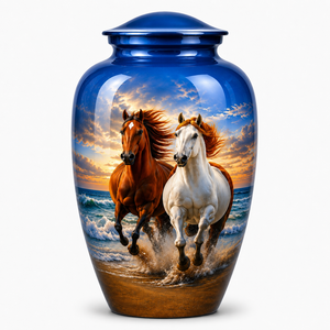Nature Multiples <b>Horses</b> Memorial Picture <b>Sticker</b> with Enamel Cremation Urn for Human Funeral Ashes - Product Image 6