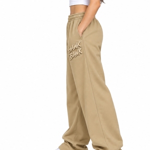 Custom <b>Women</b> <b>Summer</b> Track <b>Pants</b> Casual Wide Leg Loose Fit Eco-Friendly Drawstring Waist Embroidered Logo Adjustable Waist Side - Product Image 3
