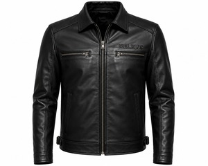 Blouson en cuir noir pour homme, col montant, style motard, vintage, streetwear, mode hiver, vente en gros personnalisée, vêtements d'extérieur - Product Image 3