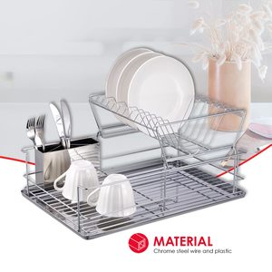 Stainless Steel Dish <b>Rack</b> with Removable Utensil Cup Kitchen <b>Drying</b> Stand Organizer - Product Image 4