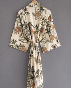 Robe décontractée élégante pour femme, faite main en Inde, imprimé floral, 100 % rayonne et coton, longueur genou, col en V, manches longues, taille naturelle - Product Image 3