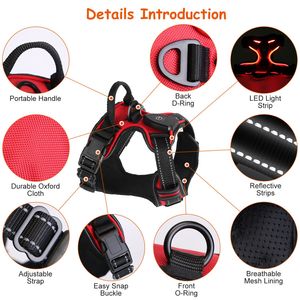 Rechargeable LED <b>Light</b>-Up Dog Harness No <b>Pull</b> Vest with <b>Handle</b> for Small Medium Large Dogs - Product Image 3