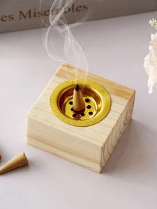 Quemador de incienso de madera con cuerpo de madera premium y taza de latón para quemar incienso Bakhoor - Product Image 6