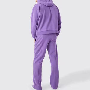 Conjunto de Sudadera con Capucha y Cremallera para Hombre, Color Morado, Pantalones Deportivos de Felpa Francesa, Corte Regular, Ropa de Otoño - Product Image 2