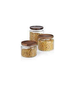 Frasco de Vidrio Vintage con Tapa de Madera para Almacenamiento Rústico en la Cocina, Organización de Despensa, Conservación de Alimentos Secos y Exhibición Decorativa - Product Image 3