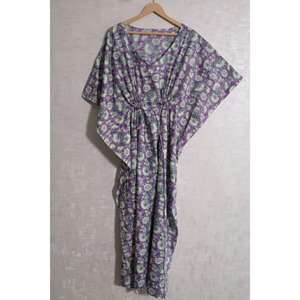 Vestido Maxi Kaftan de Algodón con Estampado Floral para Mujer, Estilo Bohemio, Ropa de Playa para Vacaciones, Tela Suave y Transpirable - Product Image 2