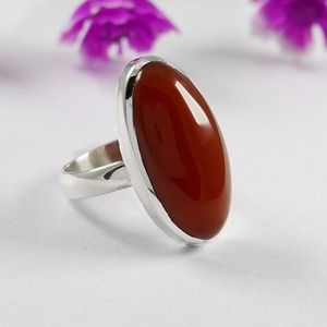 Bague en cornaline, argent sterling 925, pierre précieuse, style bohème, pierre orange, unisexe, cadeau d'anniversaire - Product Image 3