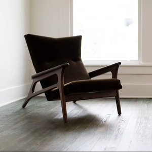 Contemporary Lounge Chair Featuring Solid Teak Frame, Natural Wood daark Finish, and Plush <b>Cushioning</b> <b>for</b> a Relaxed Experience - Product Image 1