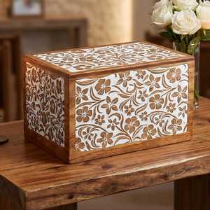 Affordable Rustic Wooden Jewelry <b>Storage</b> <b>Chest</b> for Rings, Earrings, Watches and Small Accessories with Traditional Carved - Product Image 3