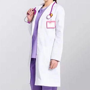 Elegante Bata de Laboratorio Blanca para Mujer, Estilo Traje, Manga Larga, con Botones, Uniforme Médico con Bolsillos Amplios, Premium Profesional - Product Image 1
