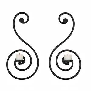 Juego de 2 modernos candelabros de pared de hierro blanco, elegantes portavelas colgantes de metal para decoración del hogar, sala de estar y eventos. - Product Image 4