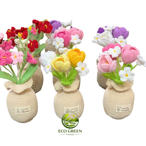 Plantes au crochet faites à la main dans des pots tricotés, fleurs en fil coloré, décoration de table pour la maison, le bureau, les mariages et les cadeaux - Product Image 2