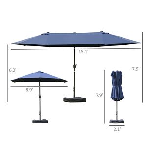 Tenda da Sole Rettangolare in Acciaio a Doppio Lato con Manovella Facilitata, Protezione UV, 2.7m x 3m, per Patio e Piscina Esterna - Product Image 3