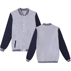 แจ็คเก็ตวาร์ซิตี้แบบกำหนดเองสำหรับผู้ชาย แจ็คเก็ตเบสบอลแบบ Letterman ตัวเสื้อผ้าวูลผสม แขนเสื้อหนังเทียม ติดกระดุมด้านหน้า - Product Image 1