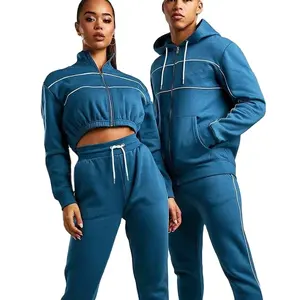 Hochwertige Sport bekleidung Skinny Sweat Suits weiß anpassbar Sweat suuit Trainings anzug Unisex Männer Jogging anzug für Frauen