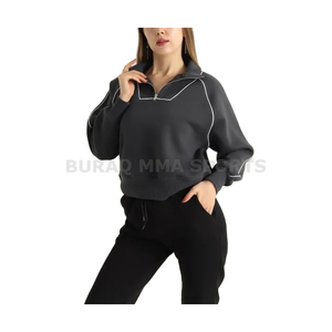 Sweat-shirt tricoté imprimé pour femme, coupe ample, col rond, manches longues, haut décontracté avec poches - Product Image 3