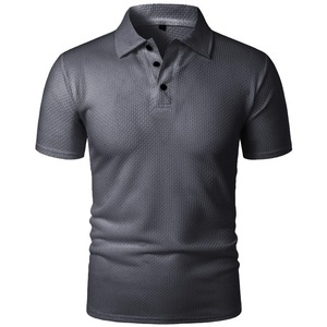 Men's Short Sleeve <b>Waffle</b> Knitted Polo <b>Shirt</b> Solid Color Casual Style Light Blue - Product Image 6