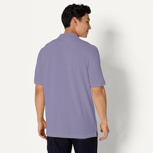 Polo de Algodón de Manga Corta para Hombre, Color Morado Sólido, Casual, Tejido Transpirable, Corte Regular - Product Image 5