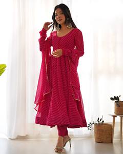 ZAIN EXPORT Tela de Georgette de Zorro Puro con Estampado Laheriya para Salwar Kameez Moderno con Conjunto Dupatta, de Secado Rápido, para Todas las Estaciones, Listo para Fiestas - Product Image 5