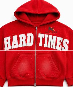 Sudadera con capucha y cremallera para hombre, estilo vintage, lavado ácido, forro polar, con logo de equipo, venta OEM, calidad profesional - Product Image 4