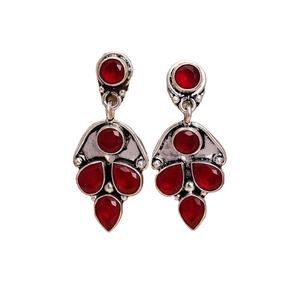Pendientes Colgantes de Plata de Ley 925 con Cornalina Roja Oxidada, Hechos a Mano, Estilo Vintage, con Piedras Preciosas, para Mujer, Venta al por Mayor - Product Image 4