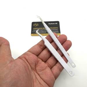 Pinza para Pestañas con Recubrimiento de Color Blanco y Punta Plateada, Acero Inoxidable Sostenible, Impresión de Logotipo Personalizado, Servicio OEM - Product Image 4