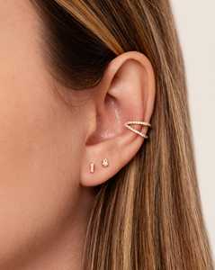 Pendientes de Barra Recta Pequeños, Oro Sólido de 14k y 18k, Minimalistas, con Cierre de Fricción, Pequeños y Elegantes, para Uso Diario, Joyería Fina - Product Image 2