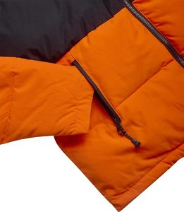 Hooded <b>Quilted</b> Jacket Men Winter Color Blocked Orange Black Full Sleeve Zipper Closure <b>Thick</b> Padded Outerwear - Product Image 6