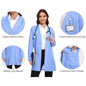 Bata de Laboratorio de Tela Resistente y Cómoda para Uso Diario, Acabado Suave, Diseño de Movimiento Fácil, Uniforme Médico Profesional para Hospital - Product Image 2