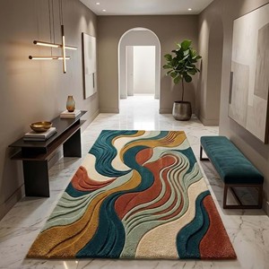 Tapis d'intérieur luxueux et artistique, moderne, tufté à la main, en peluche, pour salon, chambre à coucher, tapis décoratif doux de style nordique, pour usage intérieur - Product Image 4