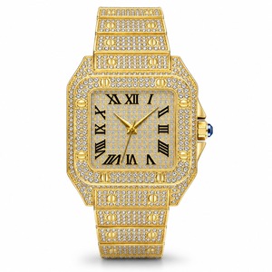 Reloj Analógico Cuadrado de Lujo en Oro con Incrustaciones de Diamantes, Reloj de Cuarzo para Hombre con Correa de Oro Amarillo - Product Image 4