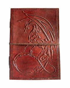 Handmade Hardcover A5 Thin Dragon Embossed Brown Leather Notebook Journal Thread Sewing Cute Business Planner Office School Gift - Product Image 1