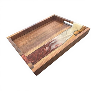 Handmade Durable Eco-Friendly Blue <b>Epoxy</b> Resin River Wood Wedding Serving Board Charcuterie Snack Platter Decorative Cheese Tra - Product Image 1
